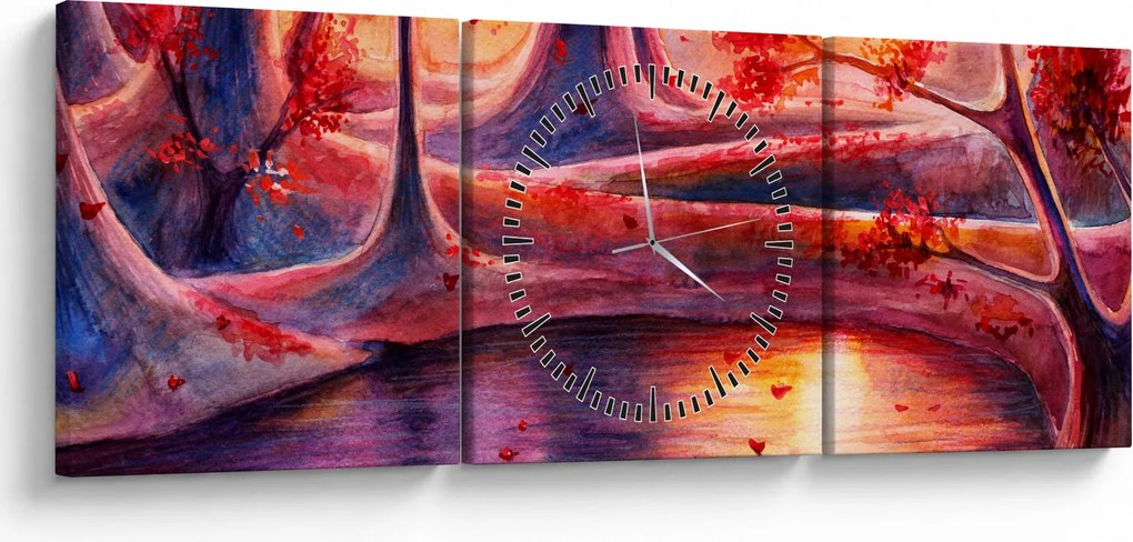 Egy varázslatos erdő képe (órával) (90x30 cm)