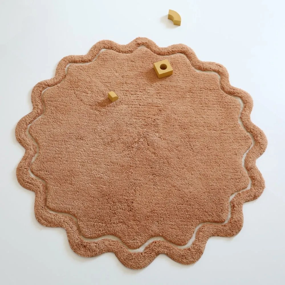 Téglavörös mosható kézi szövésű pamut kerek szőnyeg ø 110 cm Sweet April Toffee – Nattiot