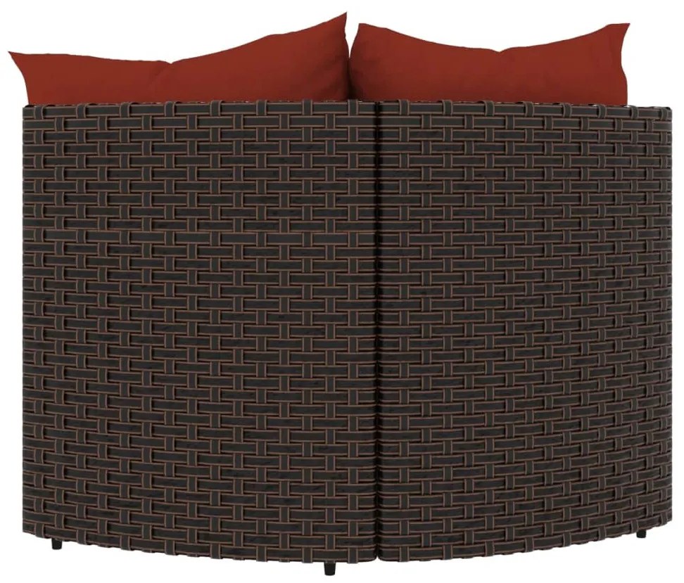 2 db barna polyrattan kerti sarokkanapé párnákkal
