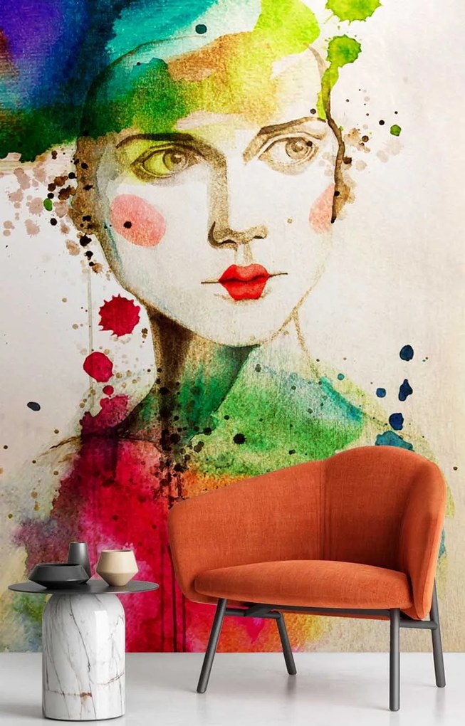 Gario Fotótapéta Portré egy no piros ajkakkal Anyag: Vlies, Méret: 200 x 280 cm