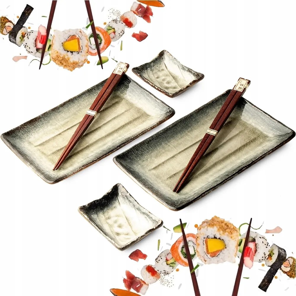 Sushi Kerámia Szett Zöld Krém 2 Személynek Edo Japan