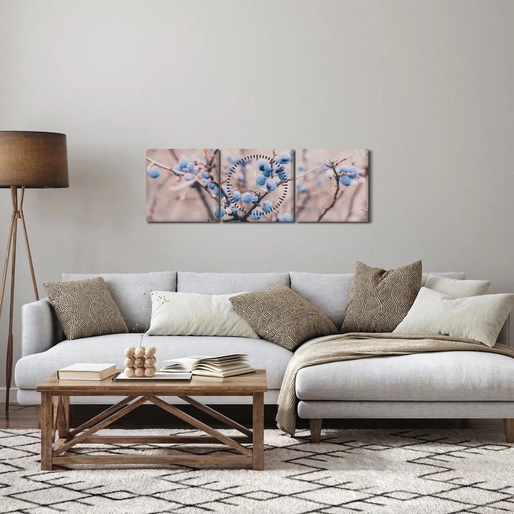 Bogyók egy bokor képe (órával) (90x30 cm)