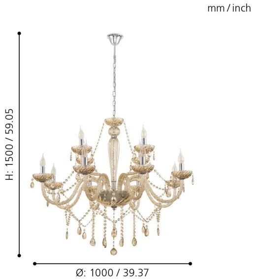 Eglo 39094 - Csillár BASILANO 12xE14/40W/230V