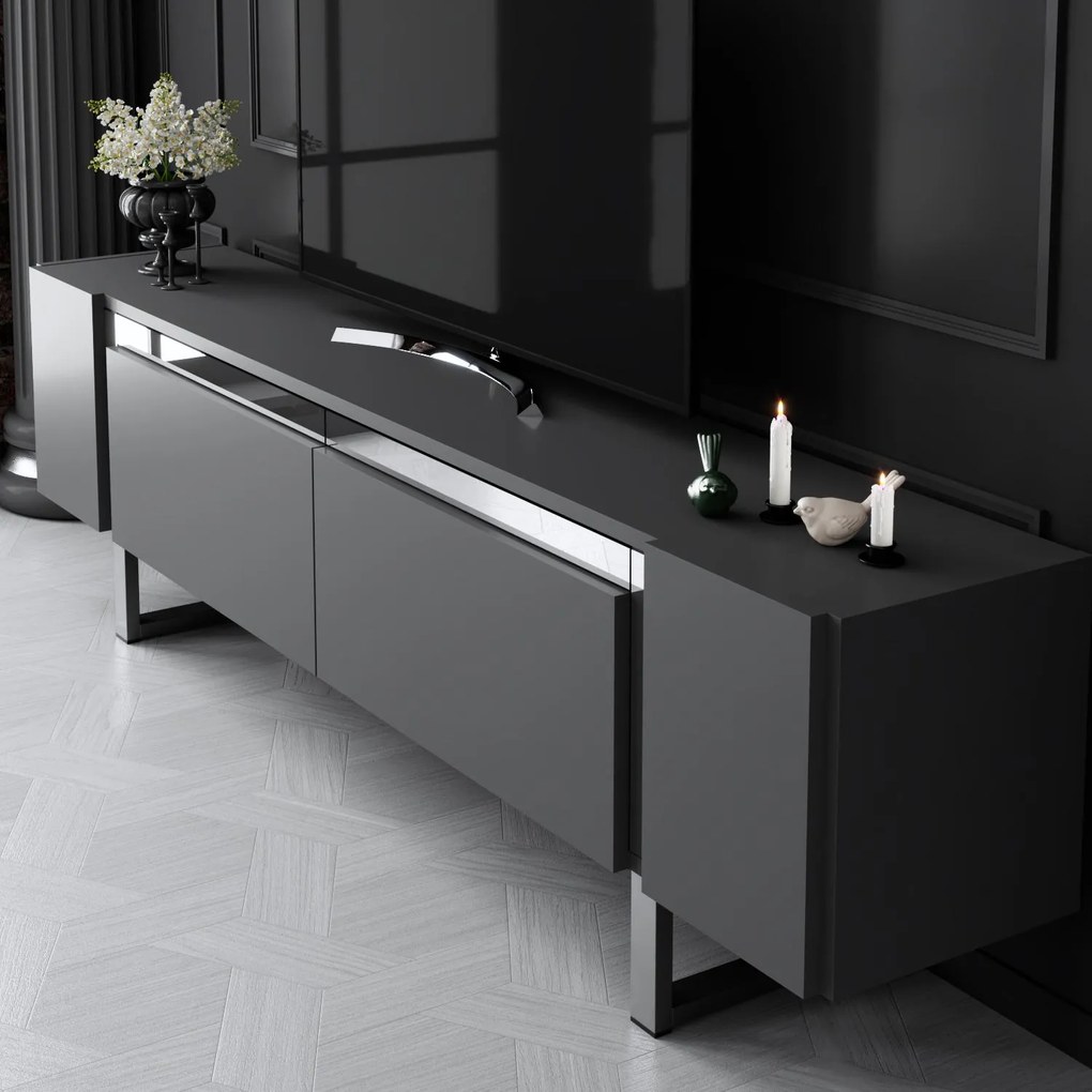 TV szekrény Yildiz - Anthracite, Silver