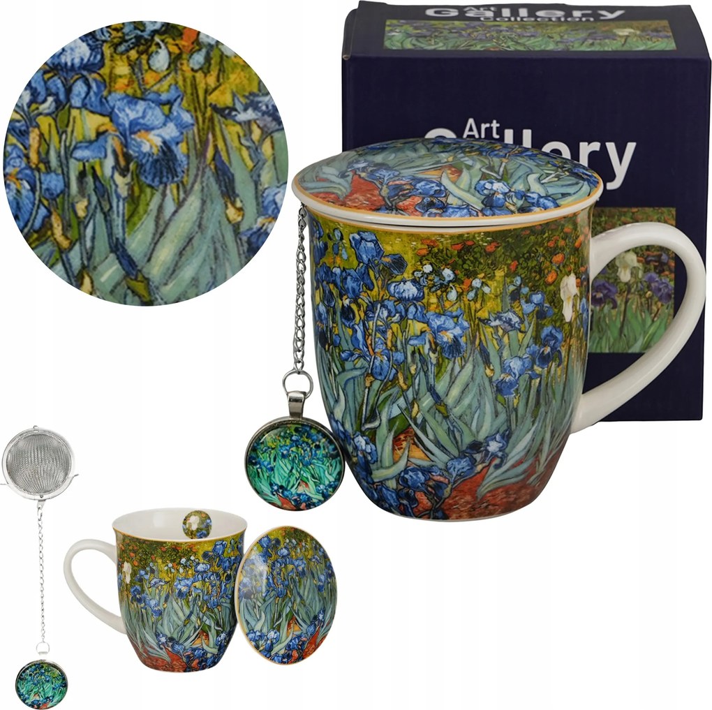 Bögre Főzőedény Fedéllel És Medállal Sunflowers Irises 400 ml Ajándék