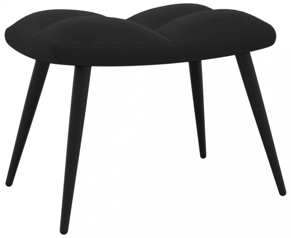 fekete bársony pihenőfotel zsámolynal