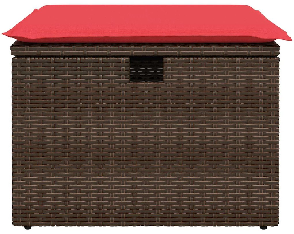 vidaXL barna polyrattan kerti ülőke párnával 55 x 55 x 37 cm