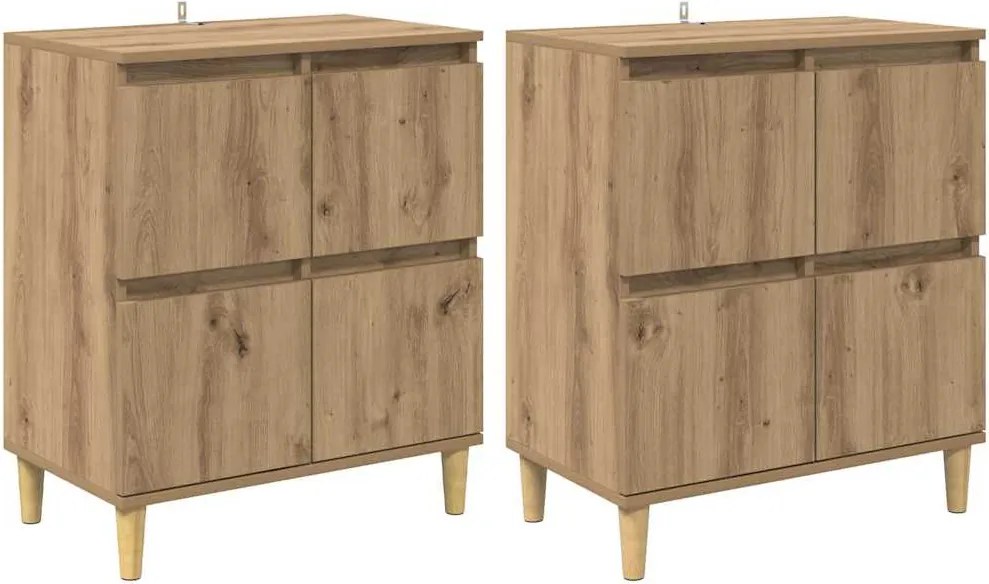 vidaXL Oldalszekrények 2 pcs Artisan tölgy 60 x 35 x 70 cm Faanyag