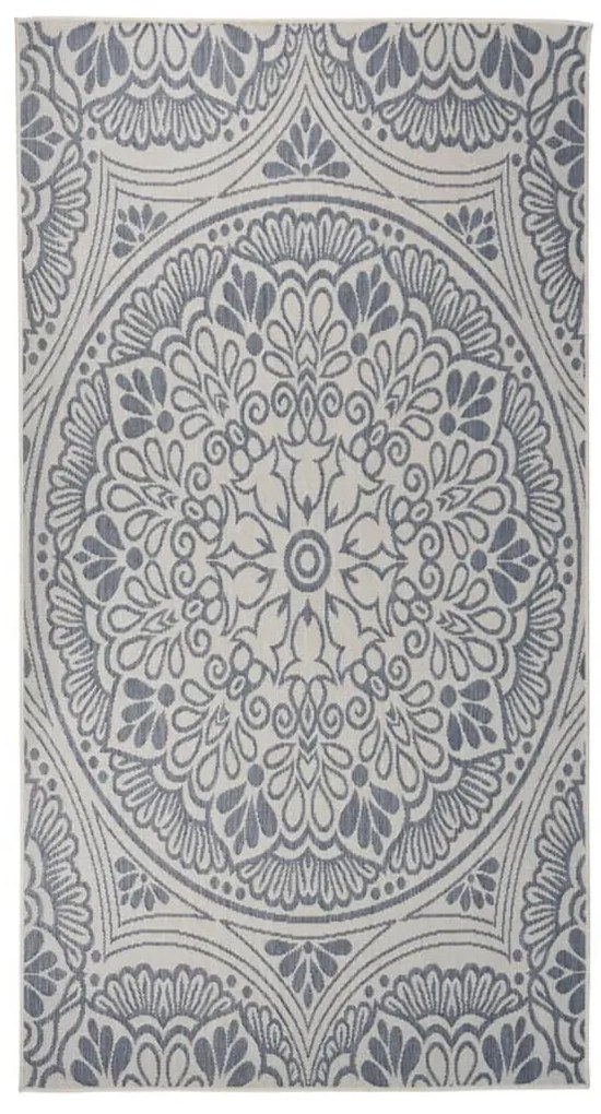 kék mintás lapos szövésű kültéri szőnyeg 80 x 150 cm