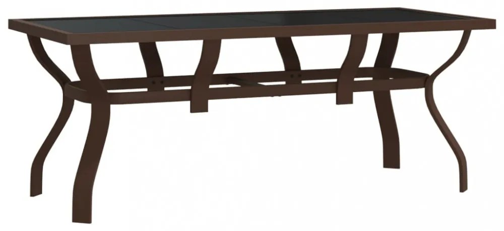 barna és fekete acél és üveg kerti asztal 180 x 80 x 70 cm