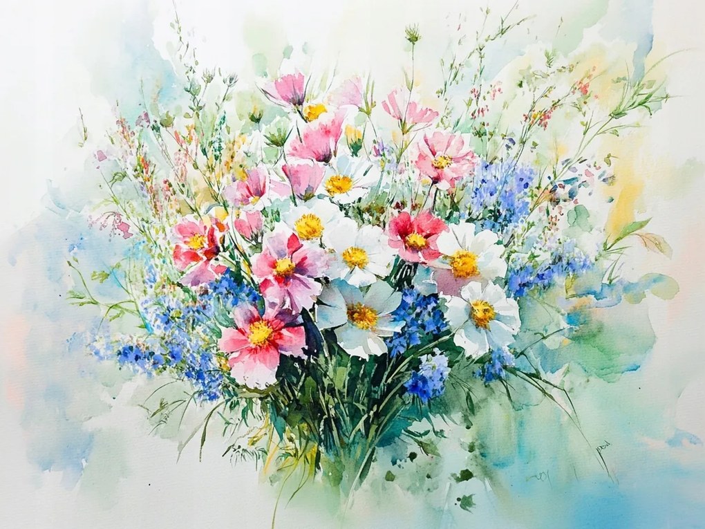 Vászonkép Canvas Mezei Virágok Csokor Kötés Természet 80x60