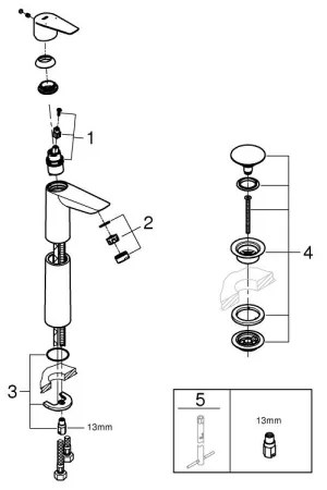 GROHE 23777001 - START EDGE XL méretű mosdócsaptelep, fényes króm