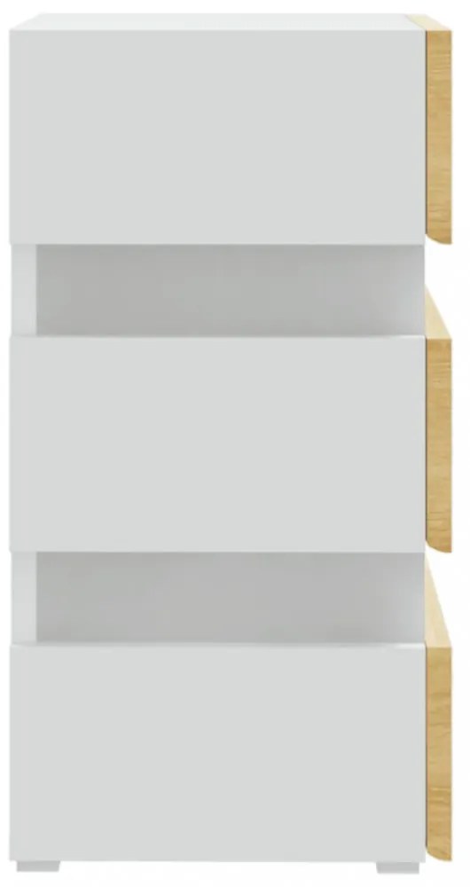 fehér szerelt fa LED-es éjjeliszekrény 45 x 35 x 67 cm