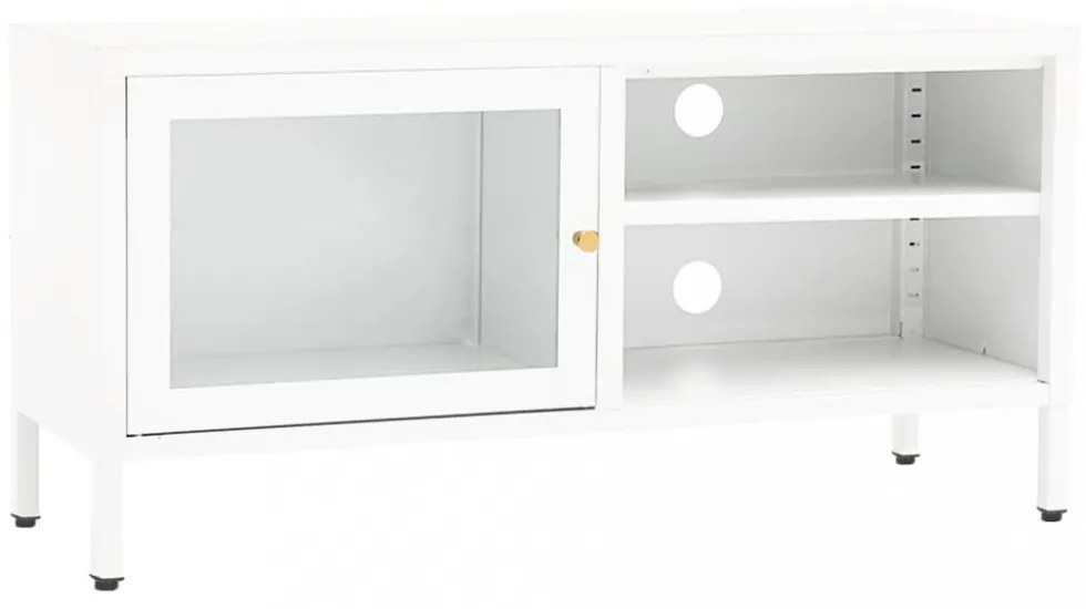 fehér acél és üveg TV-szekrény 90 x 30 x 44 cm