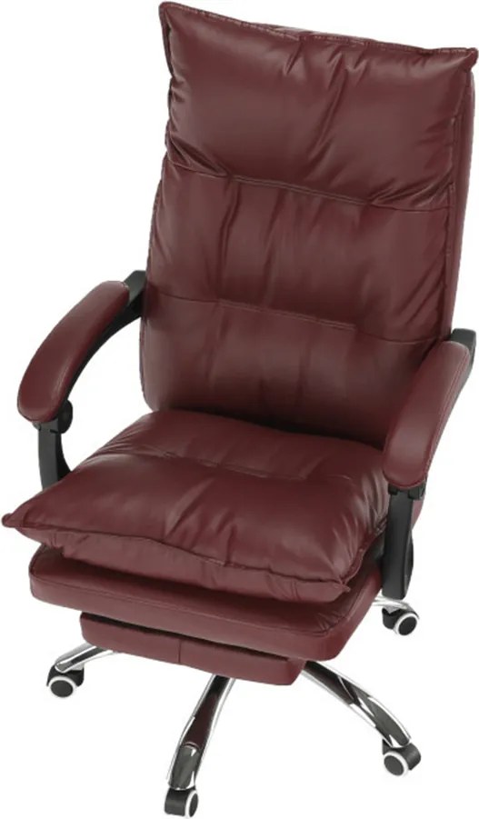 Irodai szék lábtartóval, textilbőr bordó, DRAKE