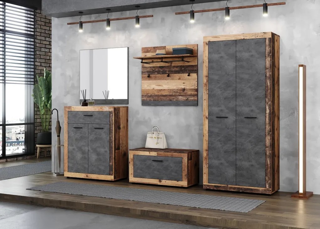 LUNA2 GAR.SZAFKA NA BUTY 1D OLD STYLE DARK/MATERA