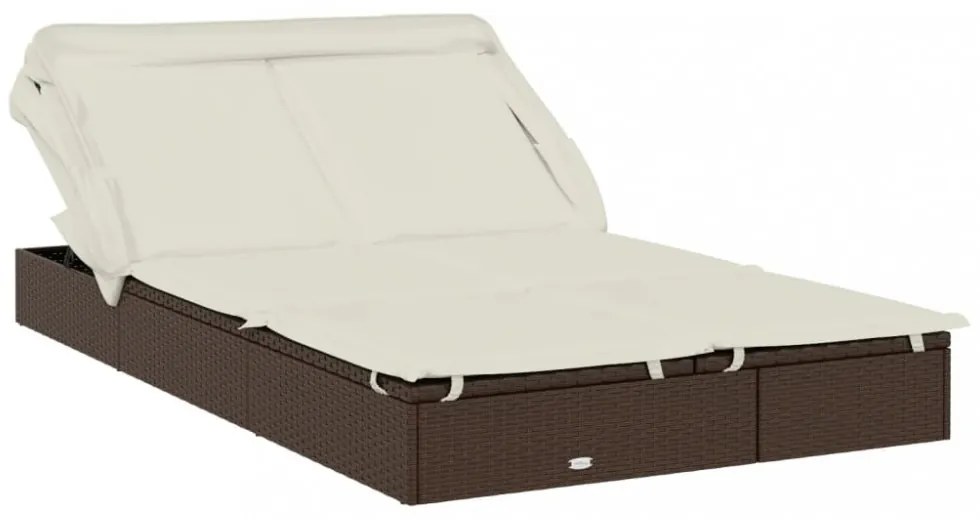 2 személyes barna polyrattan napágy tetővel 213 x 118 x 97 cm