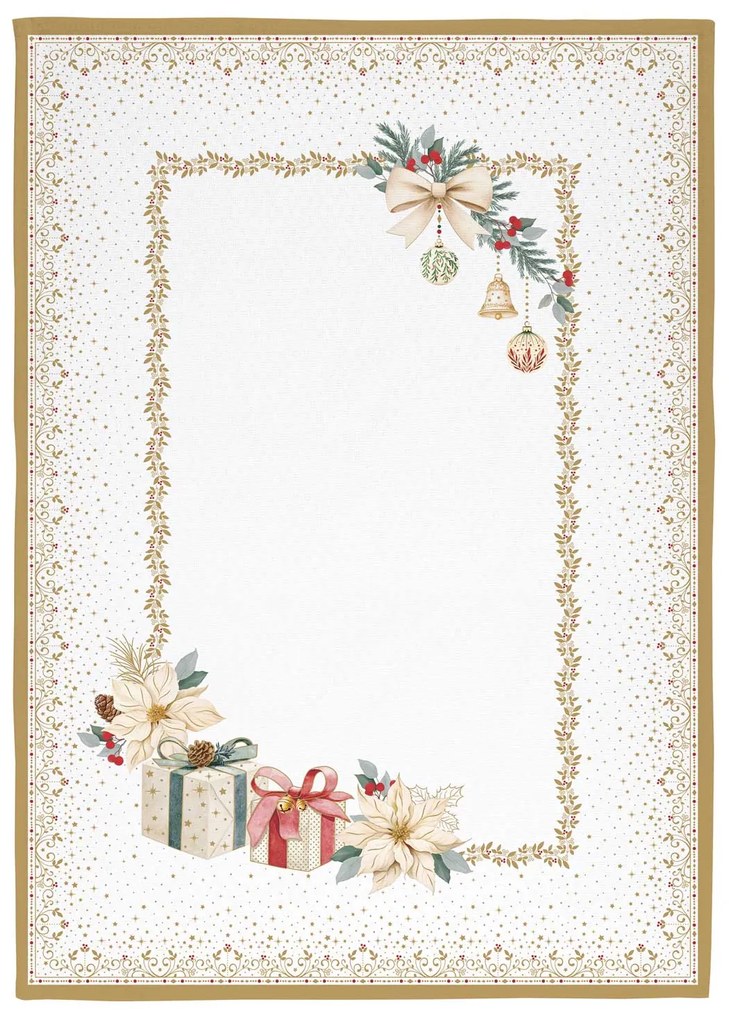 Karácsonyi mikulásvirág mintás Konyharuha szett 2 db-os 50x70 cm pamut White Elegance