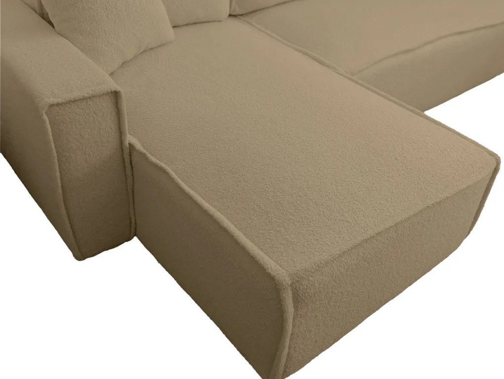 SMART BOUCLE L alakú kihúzható, megfordítható sarokkanapé 232x143 cm, sötétbézs