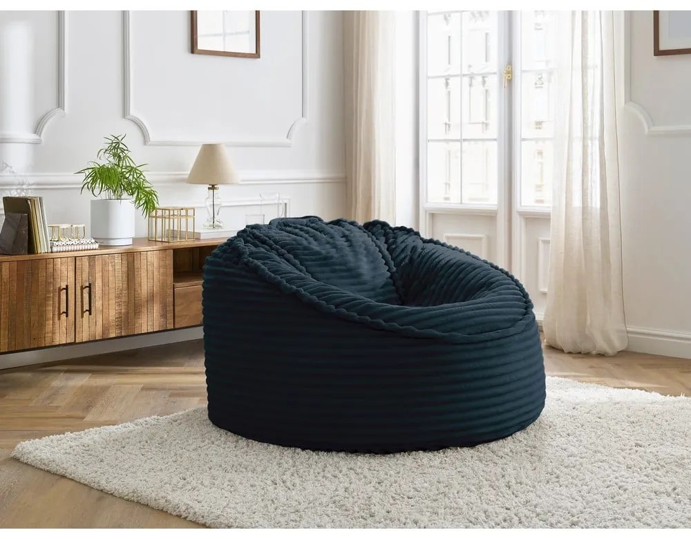 Sötétkék kordbársony babzsákfotel Socrate – Bobochic Paris