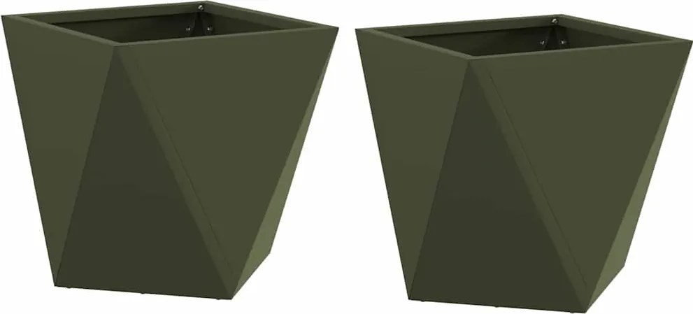 vidaXL Növénytartó 2 pcs Olajzöld 30 x 30 x 30 cm Acél