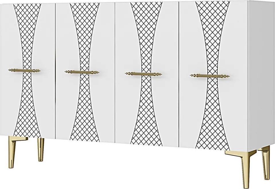 Slim komód, fehér, 120 cm