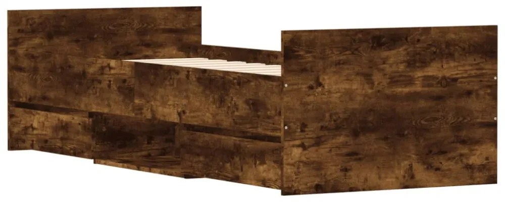 füstös tölgy színű ágykeret fej- és lábtámlával 75 x 190 cm