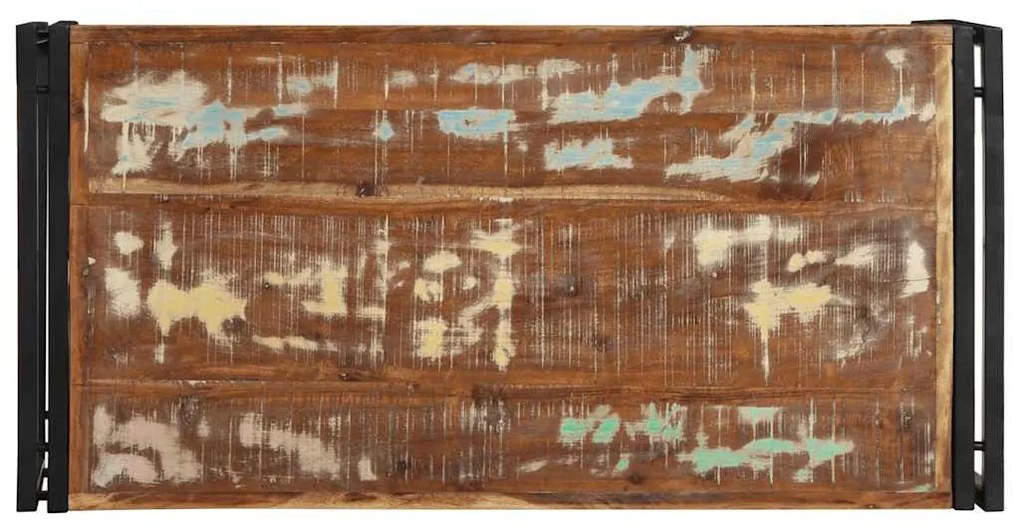 Többszínű tömör újrahasznosított fa dohányzóasztal 100x50x35 cm