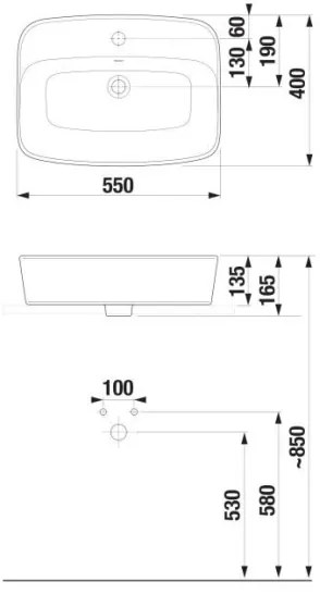 JIKA H8183827571041 - LYRA 55x40 cm kerámia mosdó, matt fehér