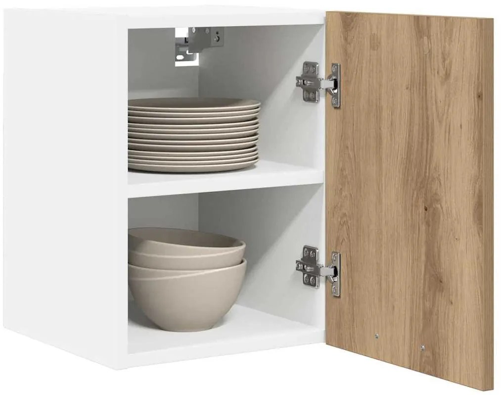 Függő szekrény polcokkal Riga 2 pcs Artisan tölgy és fehér