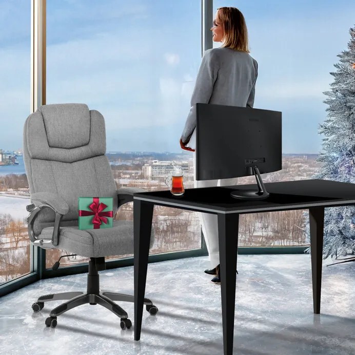 Szürke Szövet Irodai Főnöki Szék, Hinta Mechanikával. KA-C715 GREY2