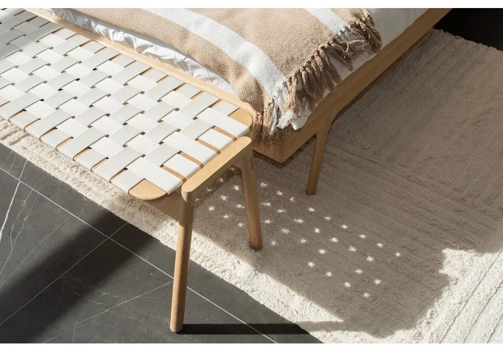 Fehér-natúr színű tölgyfa franciaágy 160x200 cm Fawn – Gazzda