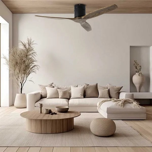 ZEVENTI - Mennyezeti ventilátor SPELLO Wi-Fi Tuya fekete/tölgy + távirányító