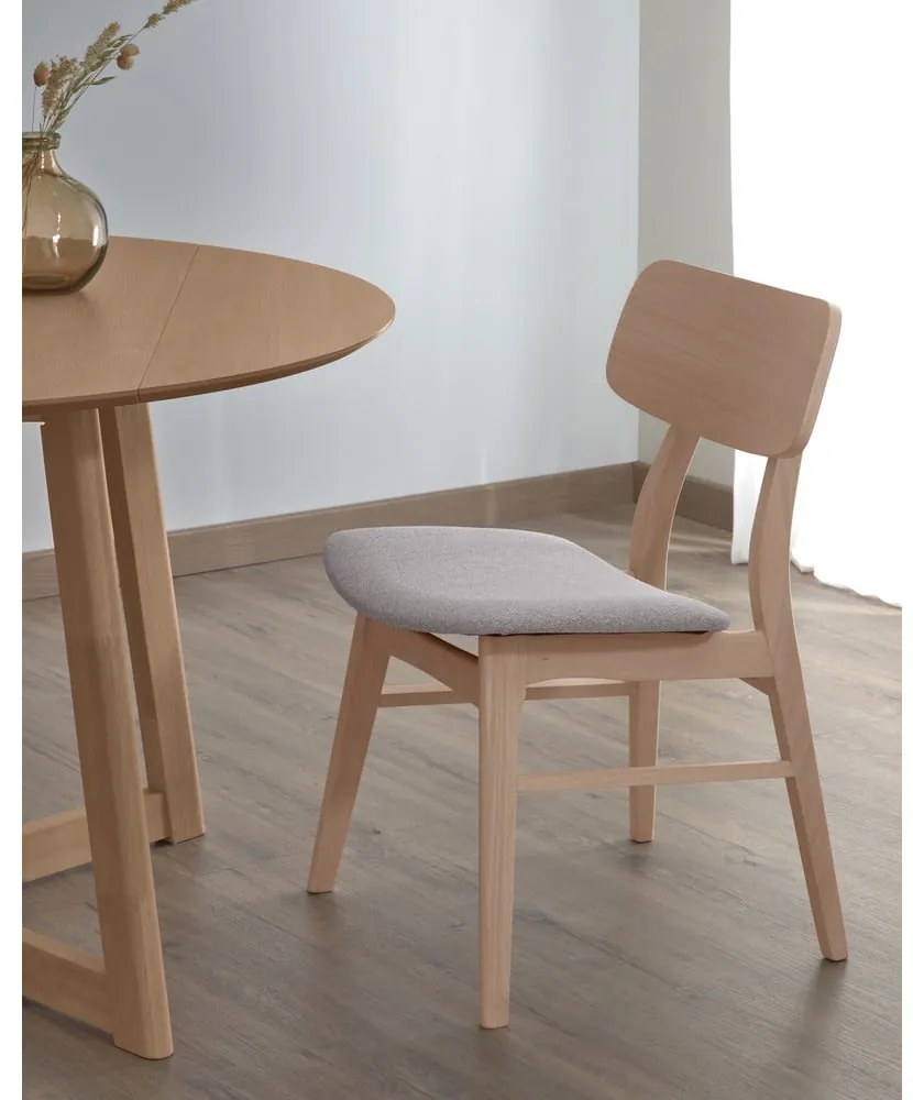 Bézs-natúr színű étkezőszék szett tölgyfa dekorral, 2 db-os Selia – Kave Home