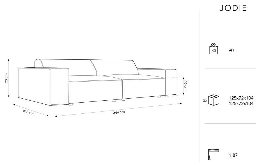 Bézs buklé szövet kanapé 244 cm Jodie – Micadoni Home