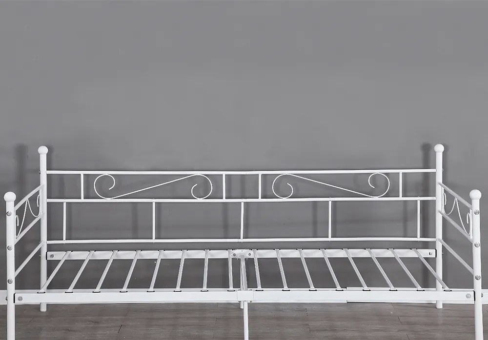 Fém kanapé - egyszemélyes ágy, fehér, 90x200 cm