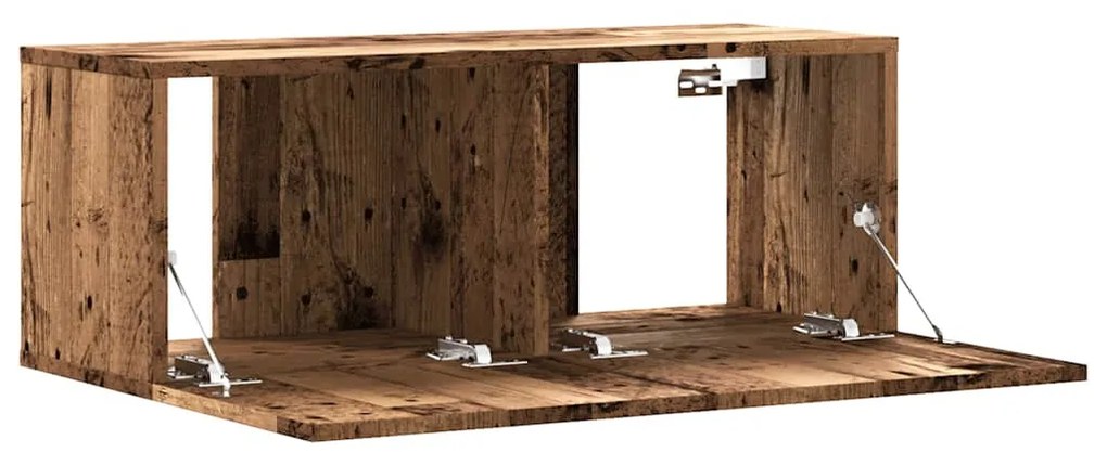 antik fa színű szerelt fa fali TV-szekrény 80 x 30 x 30 cm