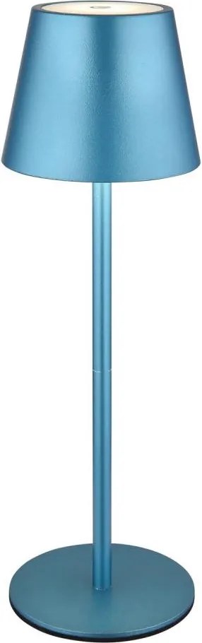 Globo 58488BL-LED VANNIE, fényerőszabályozható érintésvezérelt tölthető kültéri asztali lámpa 3W/5V IP54 1800mAh kék