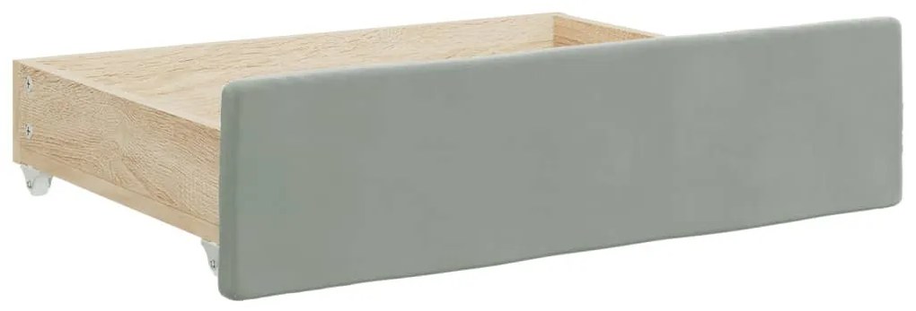 világosszürke kihúzható bársony heverő fiókkal 80 x 200 cm