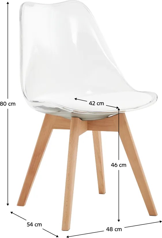 Szék, átlátszó, akril/ekobőr/bükk, BALI 2 NEW