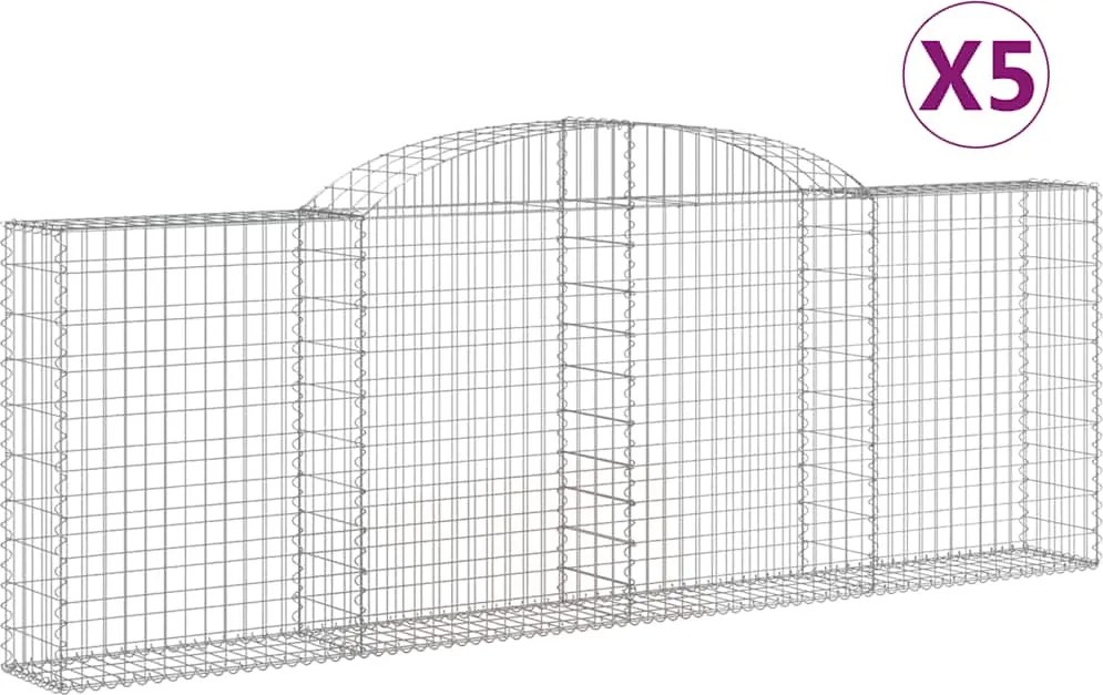 vidaXL 5 db íves horganyzott vas gabion kosár 300 x 30 x 100/120 cm