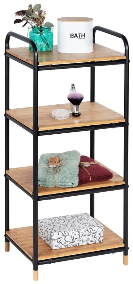 Fekete-natúr színű fém fürdőszobai polcos állvány 42x94,5 cm Loft – Wenko