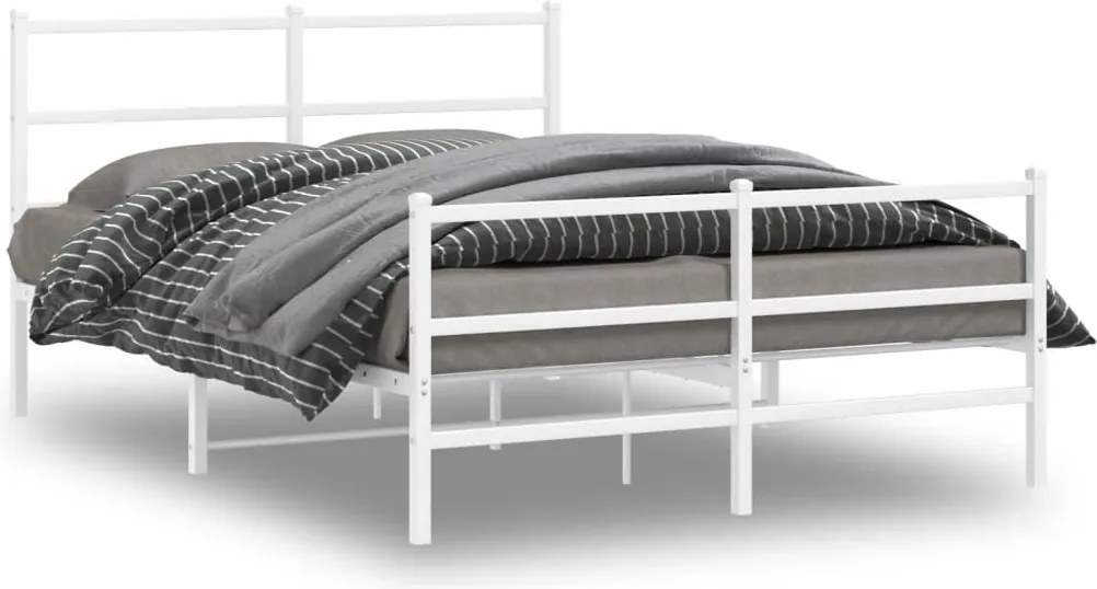 vidaXL fehér fém ágykeret fej- és lábtámlával 135 x 190 cm