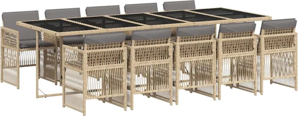 vidaXL 11részes vegyes bézs polyrattan kerti étkezőgarnitúra párnákkal