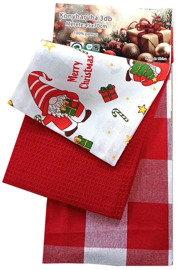 Noel pamut konyhai edénytörlő 3db