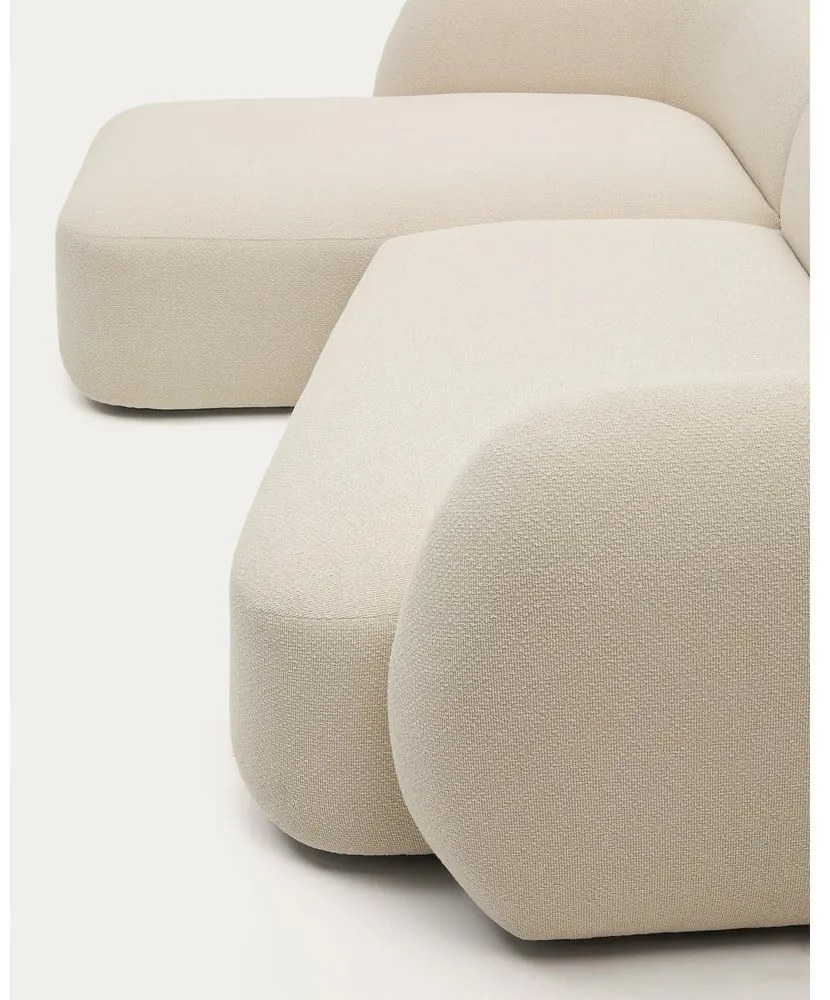 Krémszínű zsenília sarokkanapé (bal oldali-heverő résszel) Martina – Kave Home