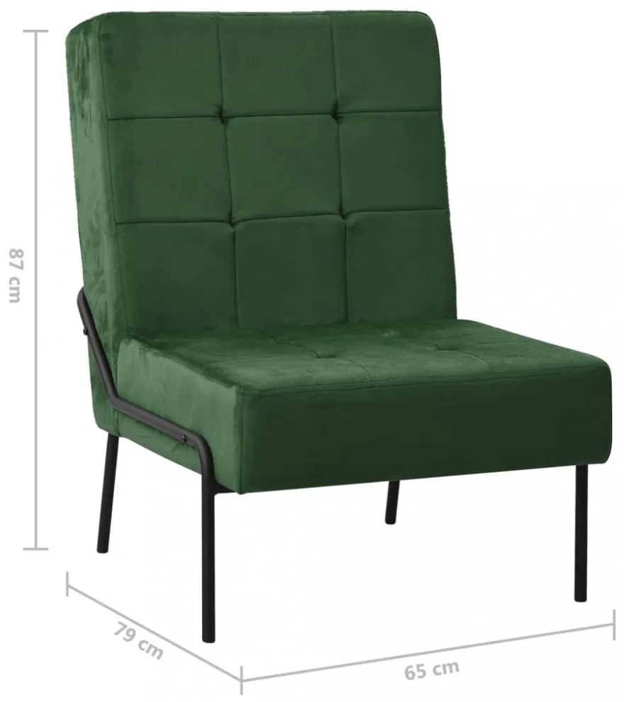 sötétzöld bársony pihenőszék 65 x 79 x 87 cm