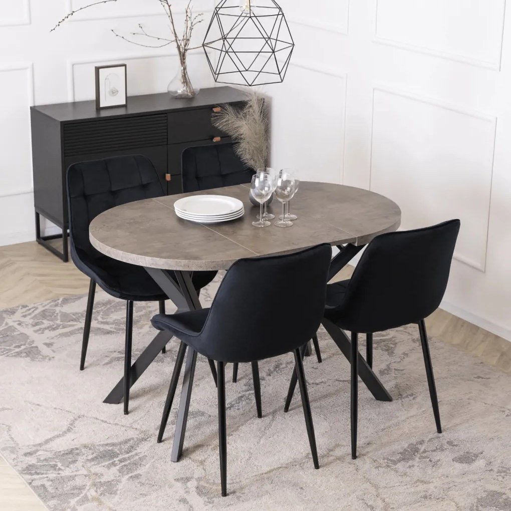 Stół DORIAN Rozkładany 80-160 cm Beton/Czarny