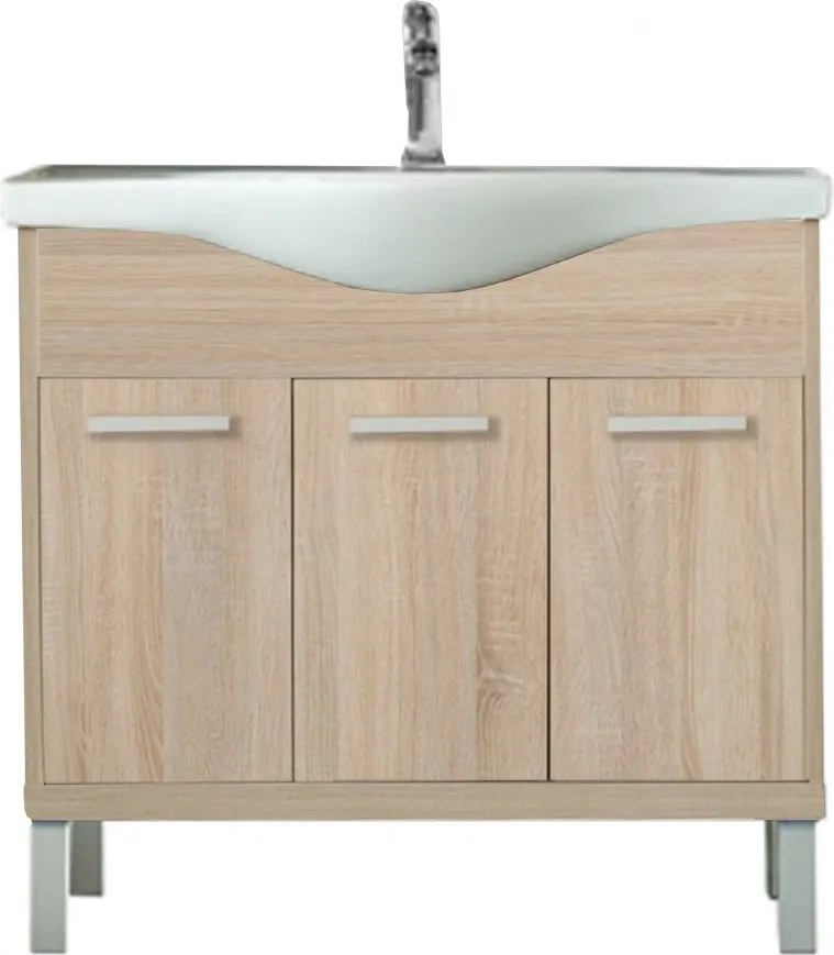 Nerva 85 cm-es bútorhoz alsószekrény, mosdóval, Sonoma tölgy