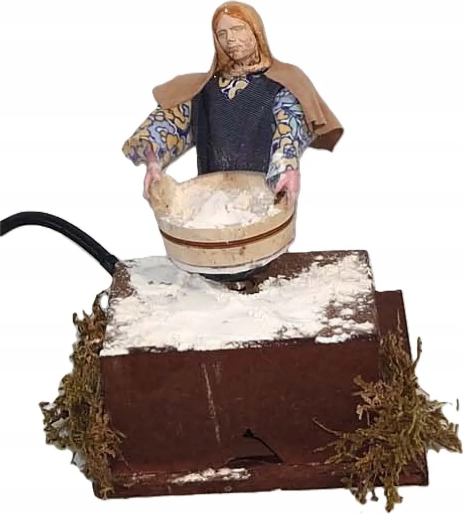 Mozgatható Betlehem Figura 'Lisztet szitáló nő'- 12cm-es figurákhoz